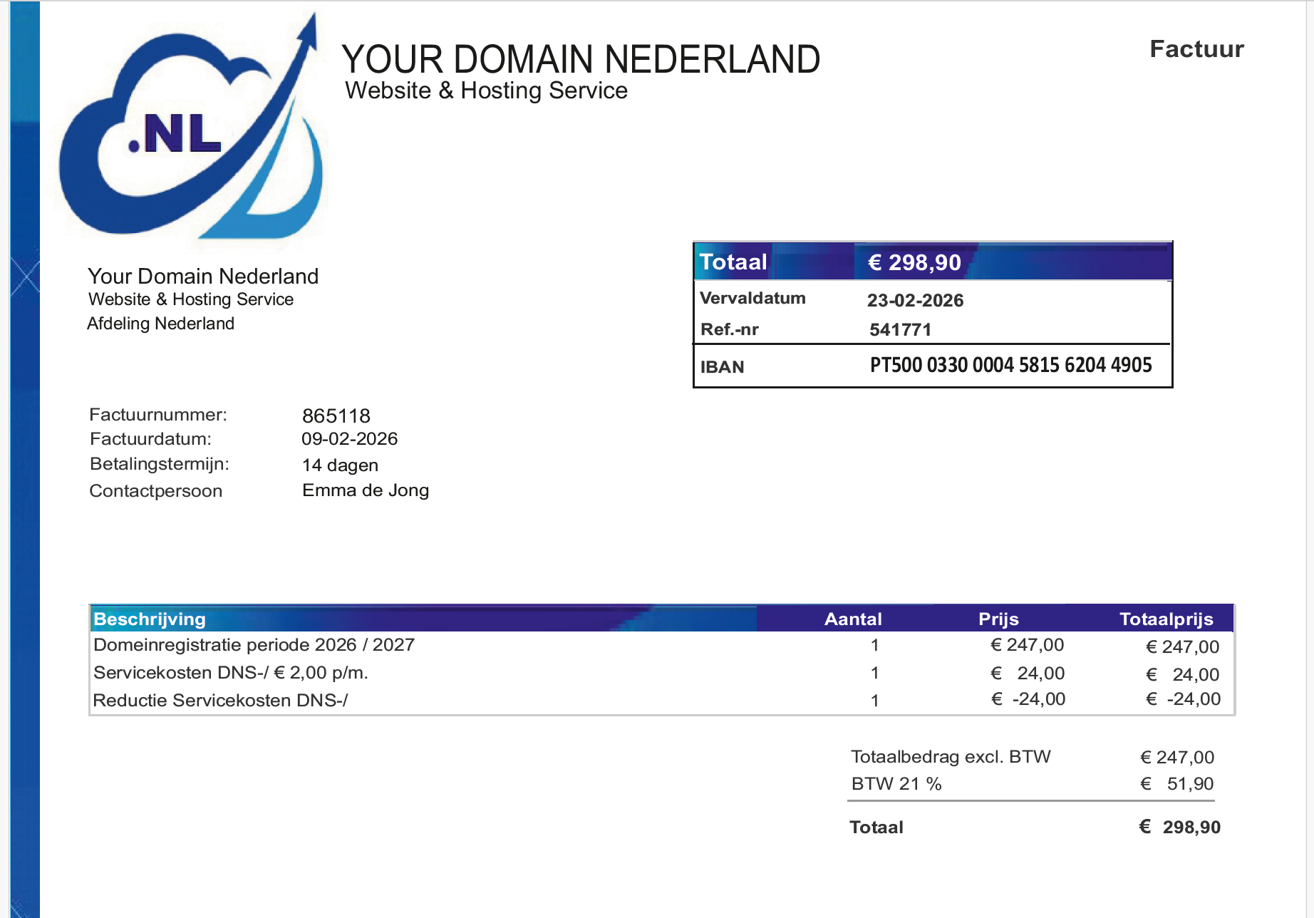 Valse facturen van Your Domain Nederland Valse facturen van Your Domain Nederland